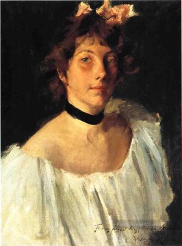  merritt - Porträt einer Dame in einem weißen Kleid alias Fräulein Edith Newbold William Merritt Chase